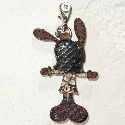 LEATHER KEYCHAIN "CROSS" - PYTHON