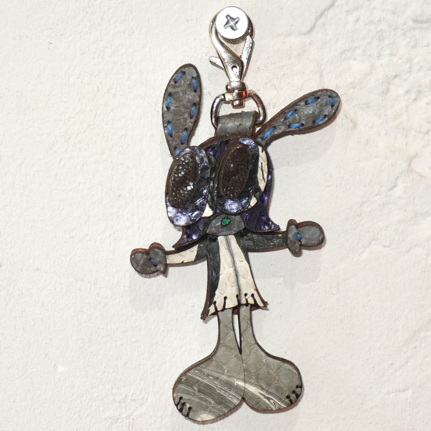 LEATHER KEYCHAIN "CROSS" - PYTHON