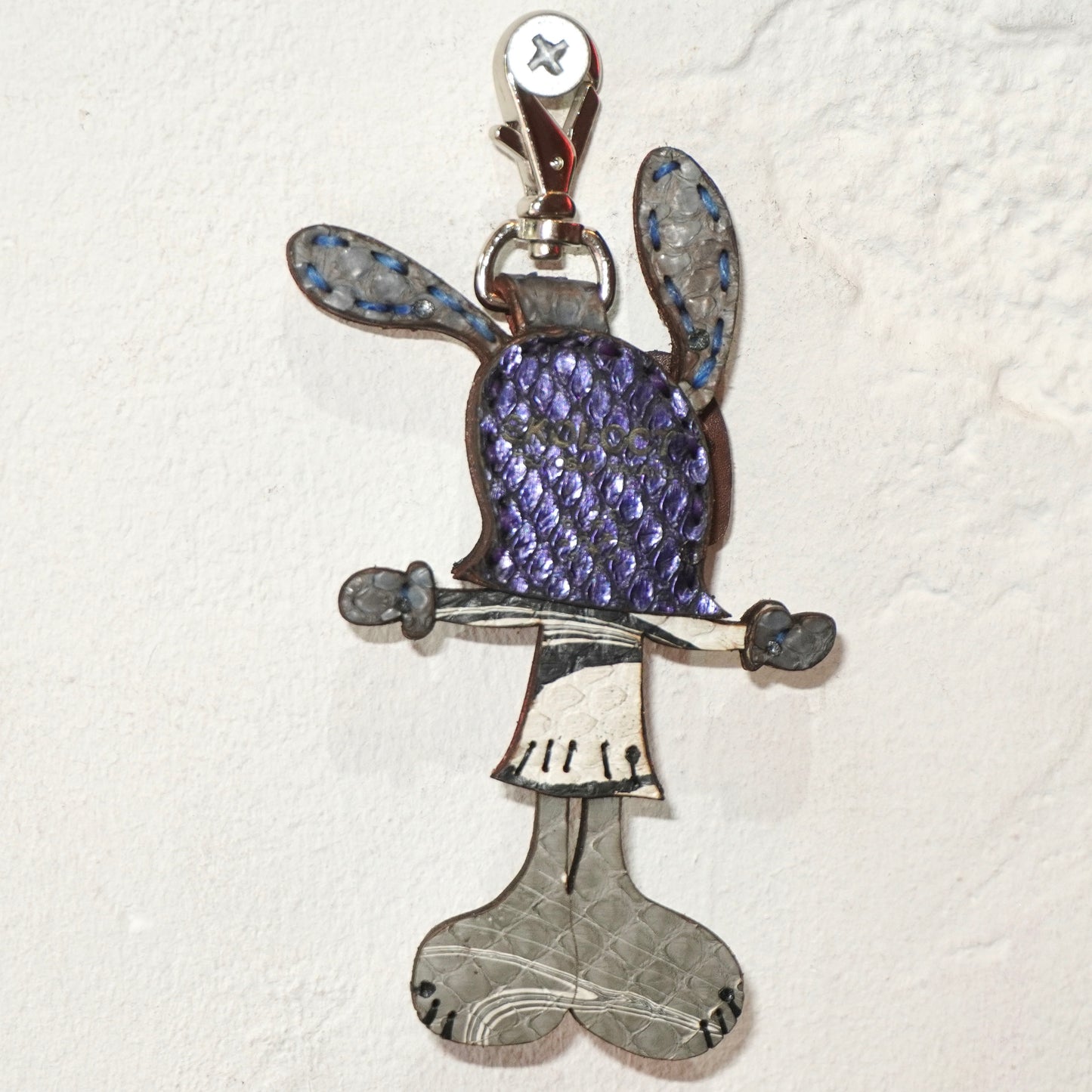 LEATHER KEYCHAIN "CROSS" - PYTHON