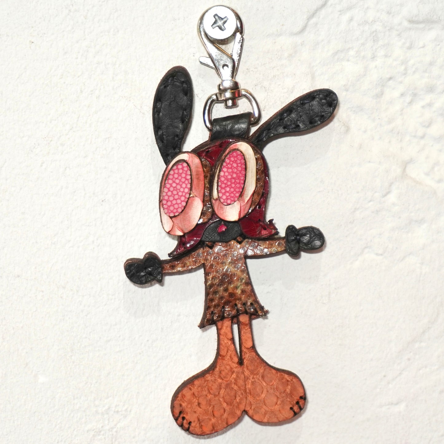 LEATHER KEYCHAIN "CROSS" - PYTHON