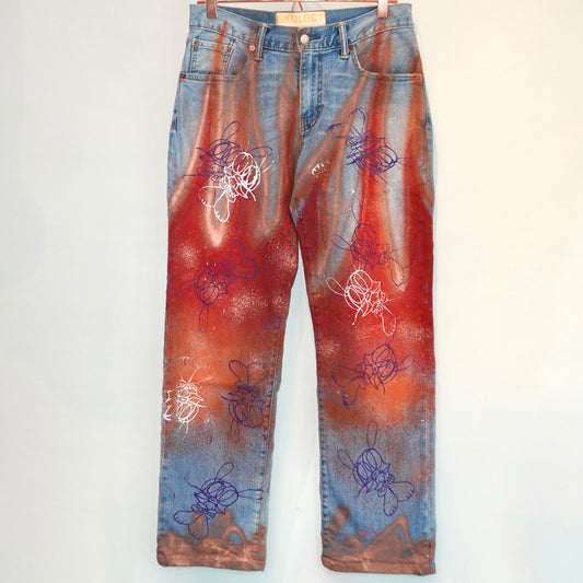 SKOLOCT SPRAY PAINTED JEANS - 30