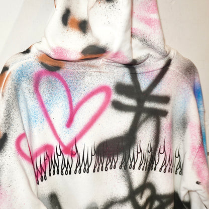 SKOLOCT SPRAY PAINTED REMAKE HOODIE (L)