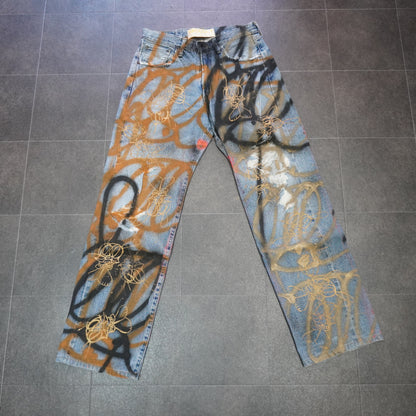 SKOLOCT SPRAY PAINTED JEANS-32