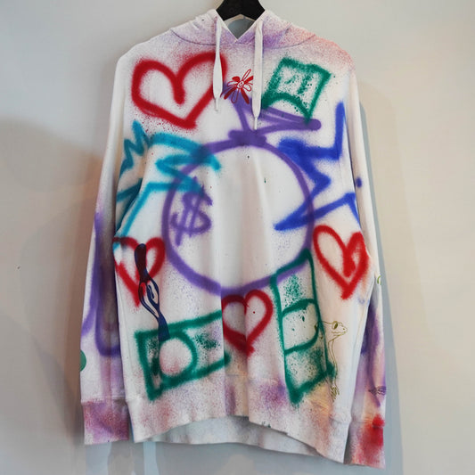 SKOLOCT SPRAY PAINTED REWORKED HOODIE (M)