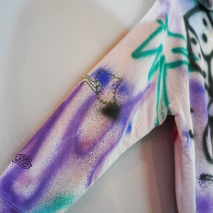 SKOLOCT SPRAY PAINTED REWORKED HOODIE (M)