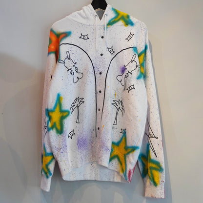 SKOLOCT SPRAY PAINTED REWORKED HOODIE (L)