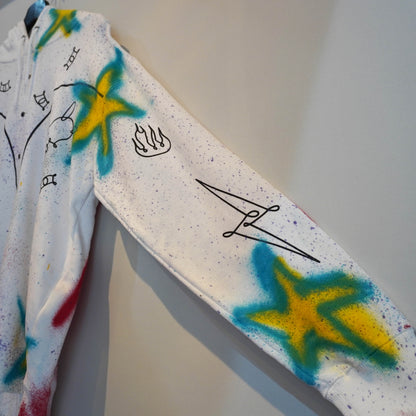 SKOLOCT SPRAY PAINTED REWORKED HOODIE (L)