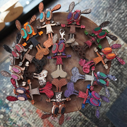LEATHER KEYCHAIN "CROSS" - PYTHON