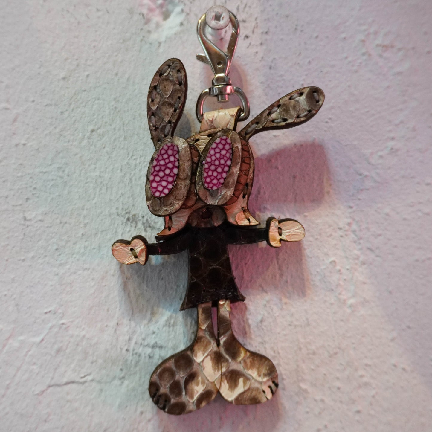 LEATHER KEYCHAIN "CROSS" - PYTHON