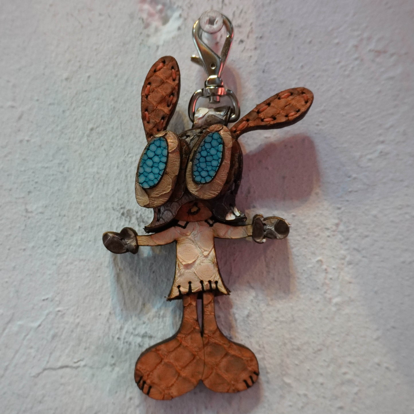 LEATHER KEYCHAIN "CROSS" - PYTHON