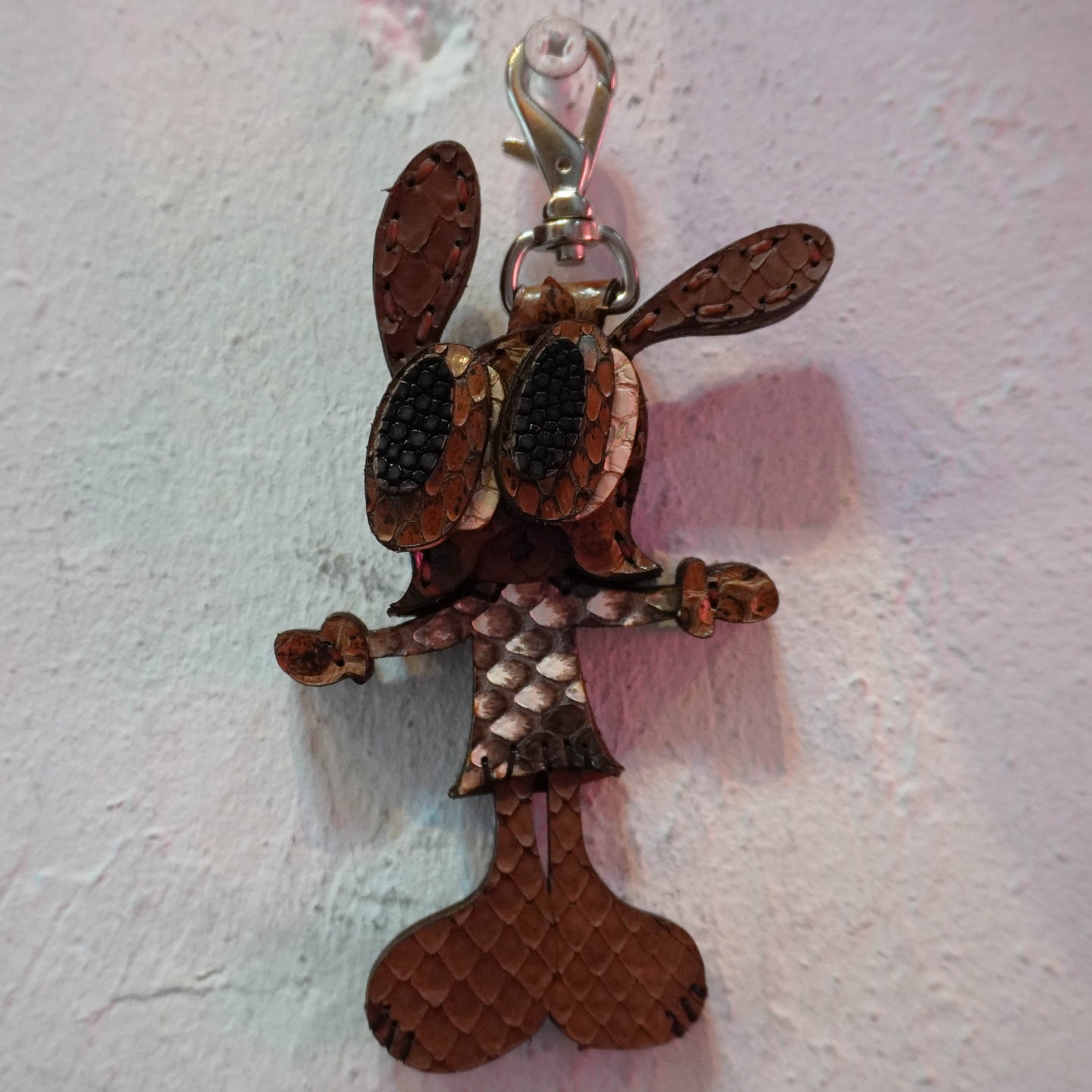 LEATHER KEYCHAIN "CROSS" - PYTHON