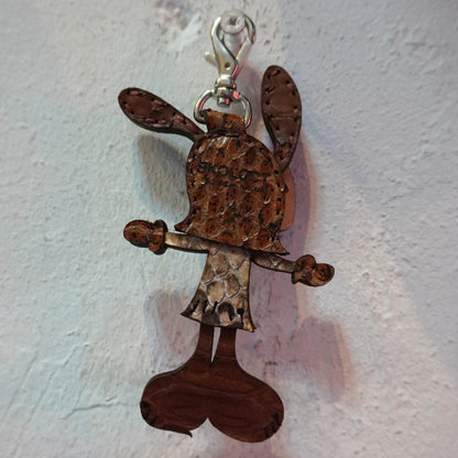 LEATHER KEYCHAIN "CROSS" - PYTHON