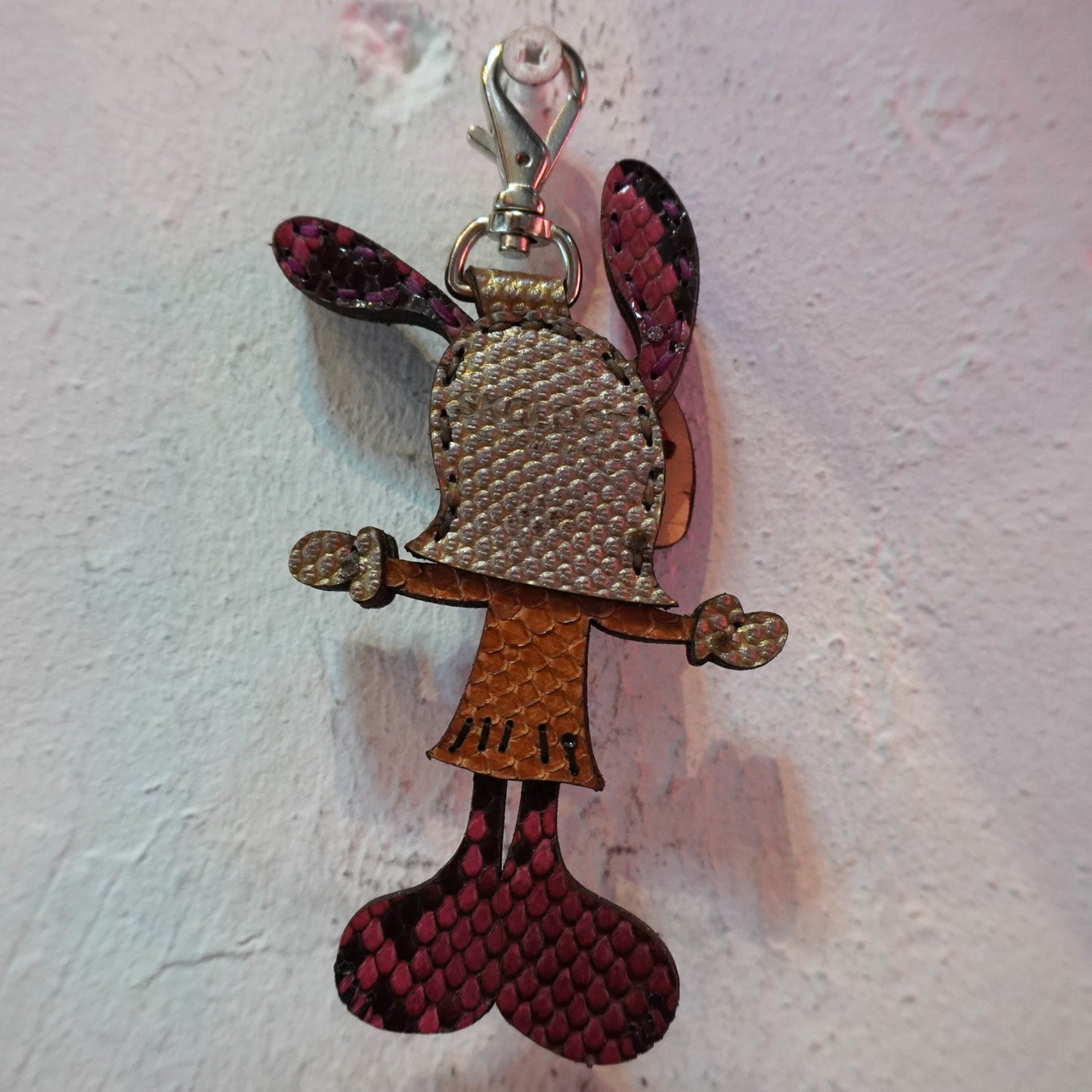 LEATHER KEYCHAIN "CROSS" - PYTHON