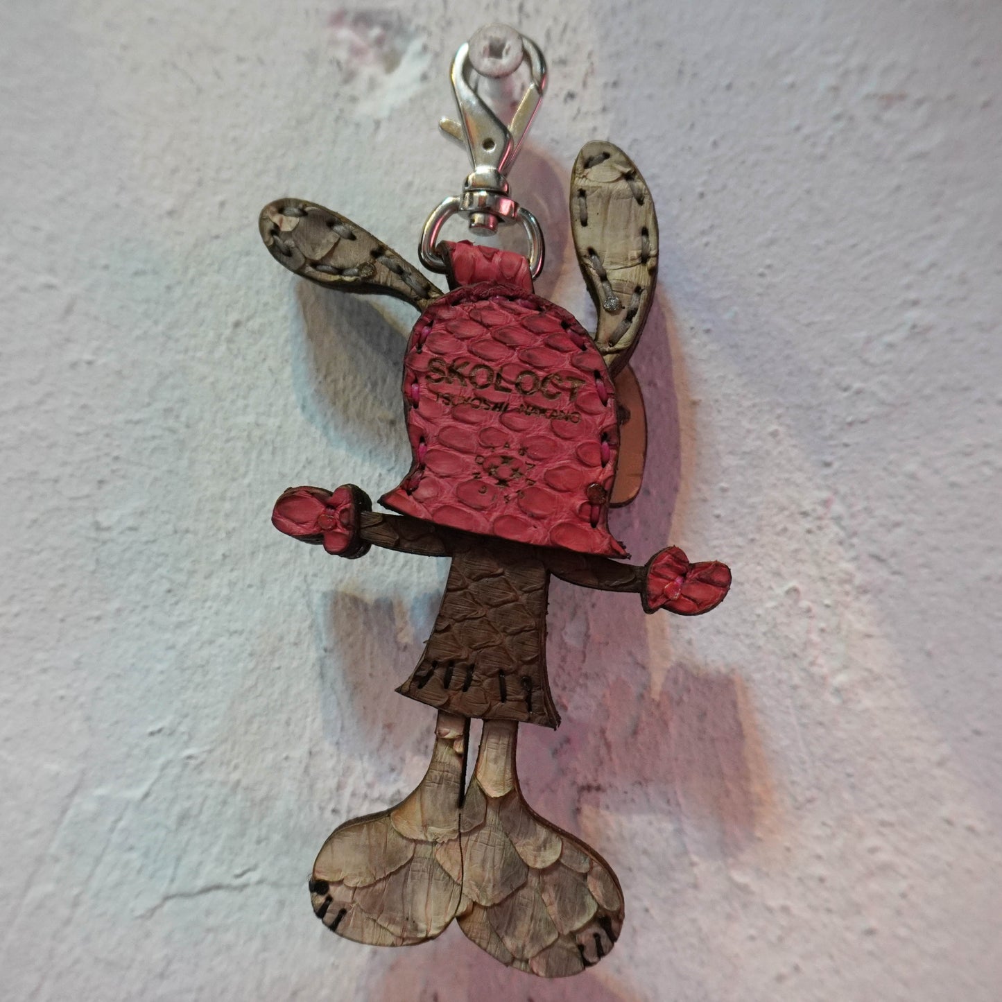 LEATHER KEYCHAIN "CROSS" - PYTHON