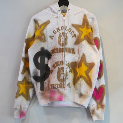 SKOLOCT SPRAY PAINTED ZIP HOODIE (S)