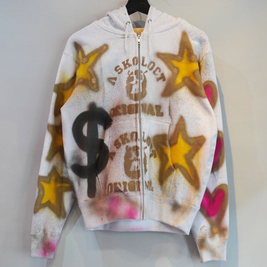 SKOLOCT SPRAY PAINTED ZIP HOODIE (S)
