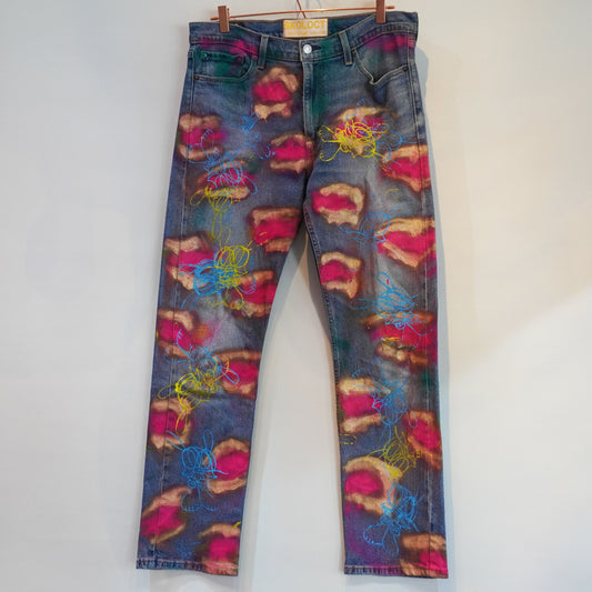 SKOLOCT SPRAY PAINTED JEANS - 33