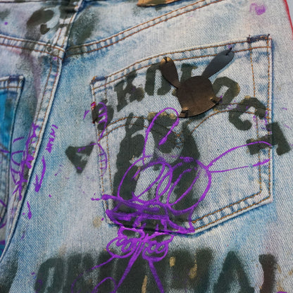 SKOLOCT SPRAY PAINTED JEANS - 29