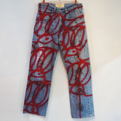 SKOLOCT SPRAY PAINTED JEANS - 32