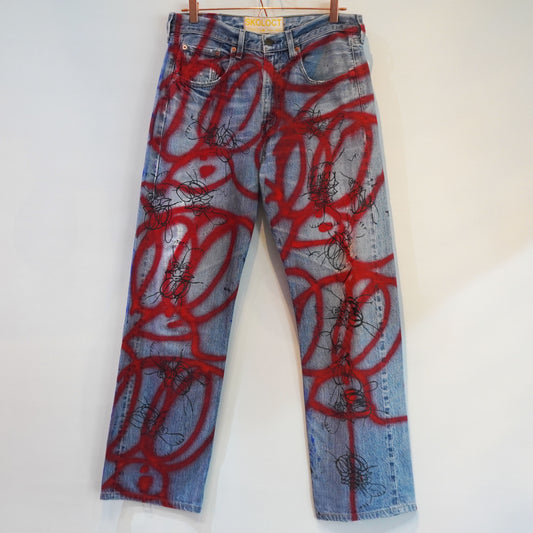 SKOLOCT SPRAY PAINTED JEANS - 32