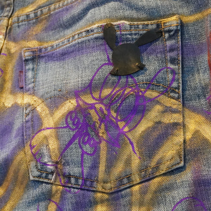 SKOLOCT SPRAY PAINTED JEANS - 34