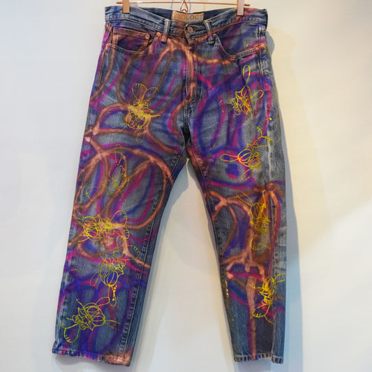 SKOLOCT SPRAY PAINTED JEANS - 34
