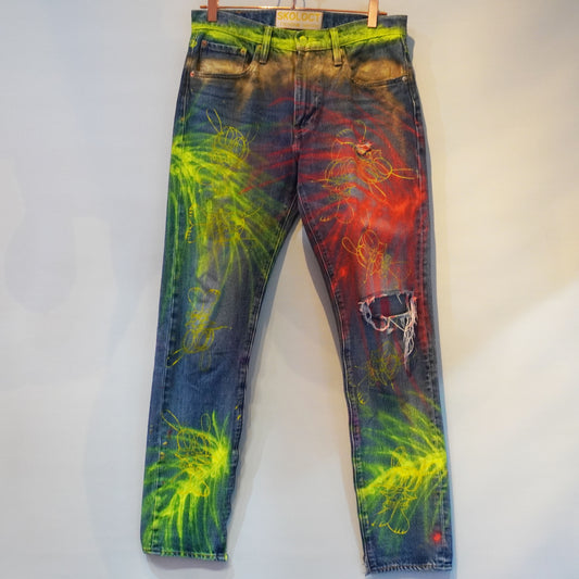 SKOLOCT SPRAY PAINTED JEANS - 32