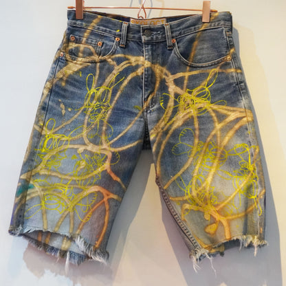 SKOLOCT SPRAY PAINTED DENIM PANTS - 30