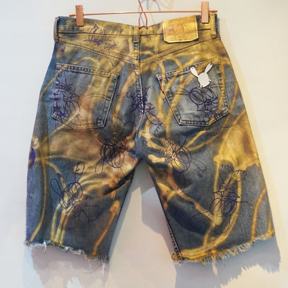 SKOLOCT SPRAY PAINTED DENIM PANTS - 30