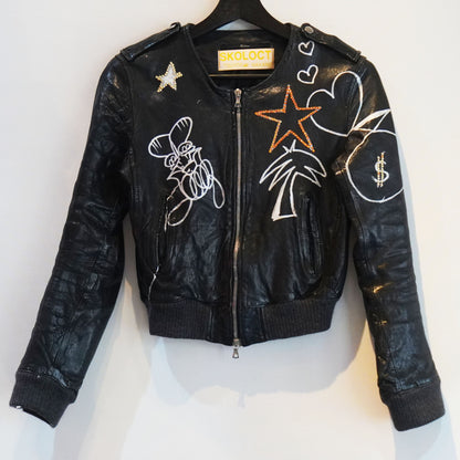 SKO CROSS PAINTED LEATHER JACKET