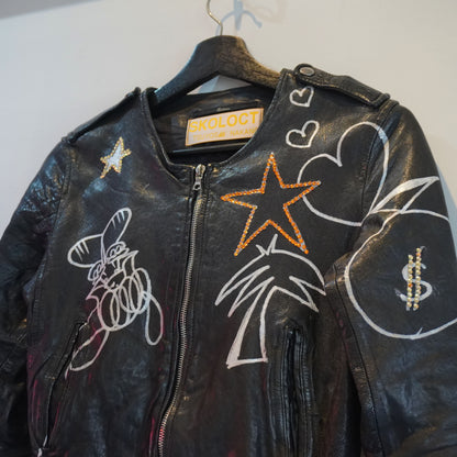 SKO CROSS PAINTED LEATHER JACKET