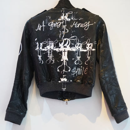 SKO CROSS PAINTED LEATHER JACKET