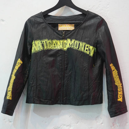 ART GANG MONEY PAINTED LEATHER JACKET