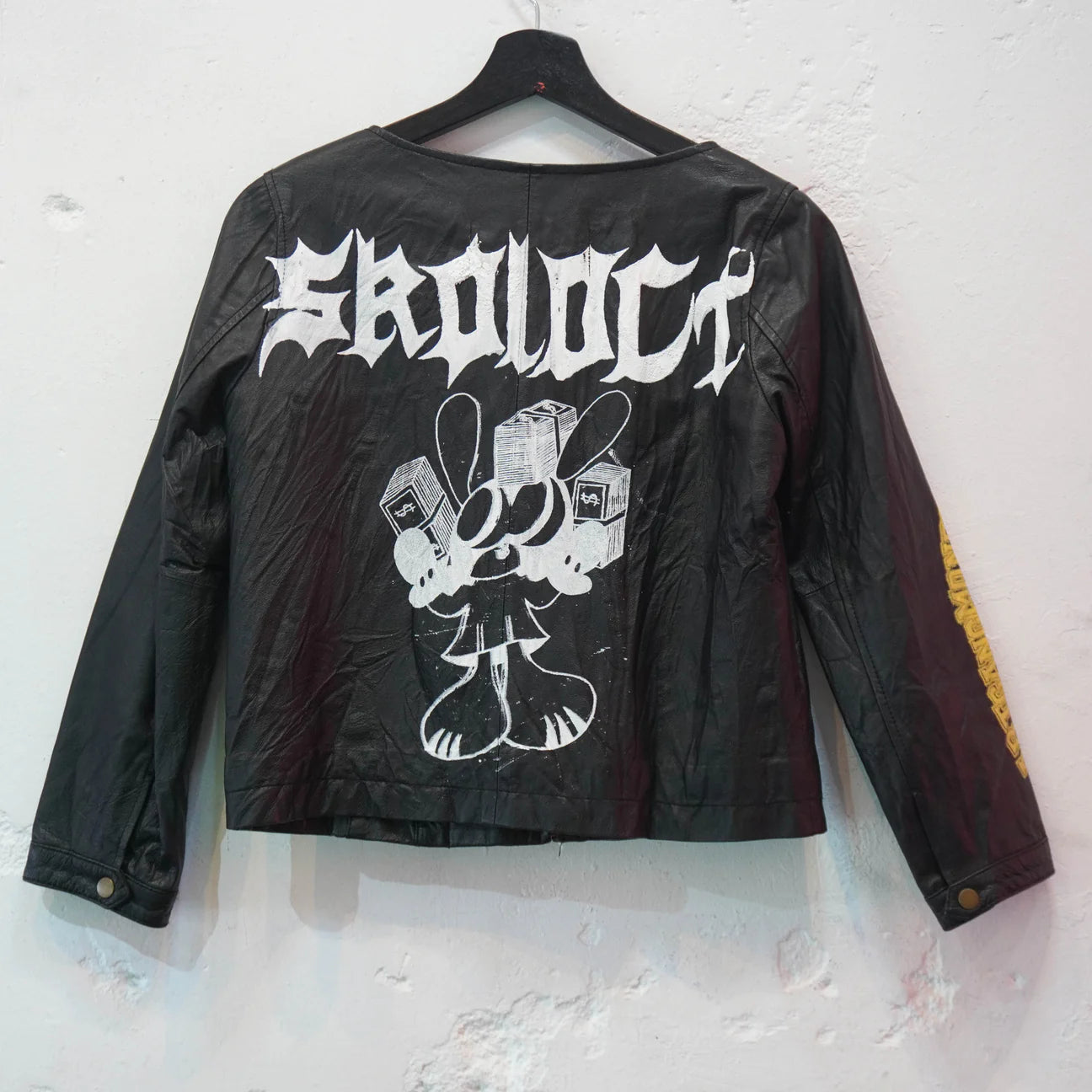 ART GANG MONEY PAINTED LEATHER JACKET